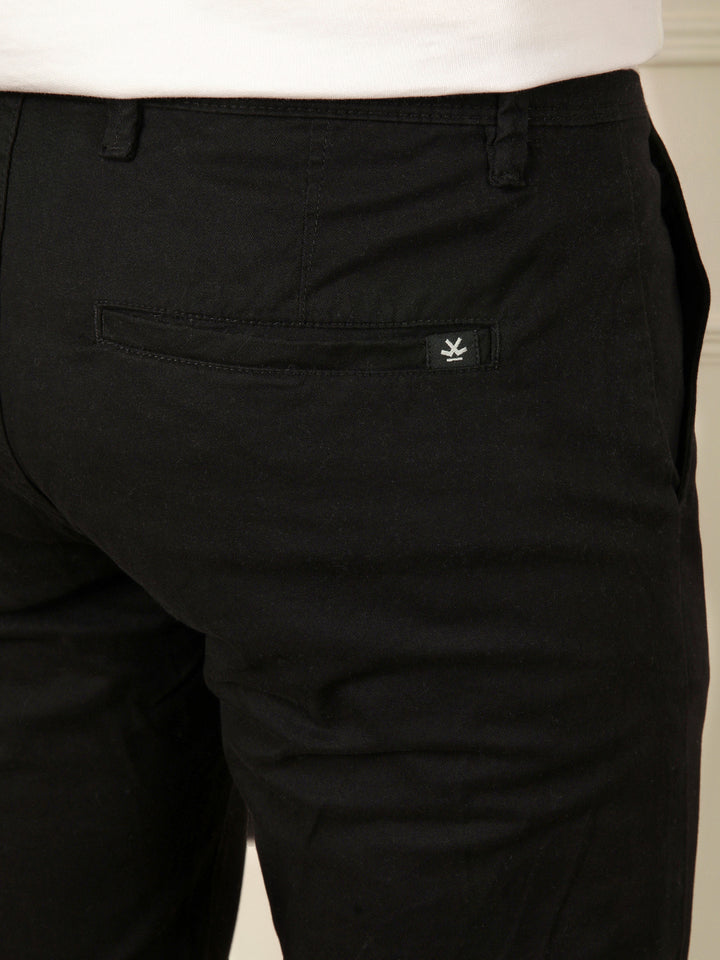 Soft Cotton Blend Chino Trouser | Black