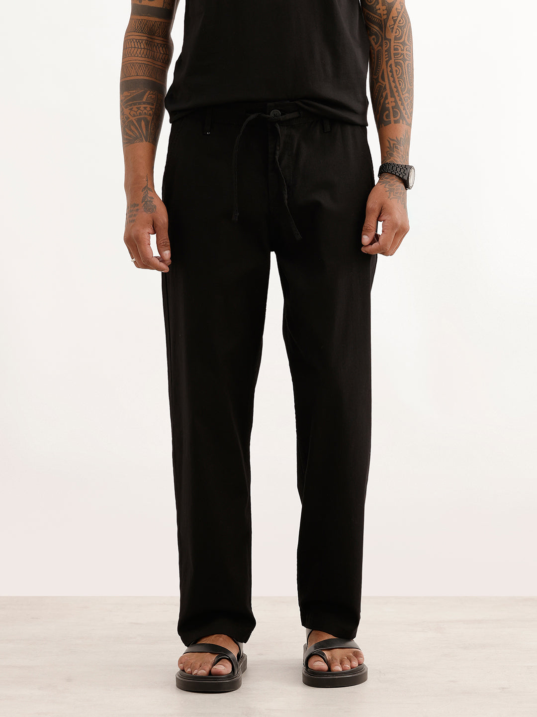 Solid Loose Fit Trouser | Black