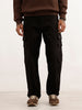 Solid Loose Fit Cargo Trouser | Black