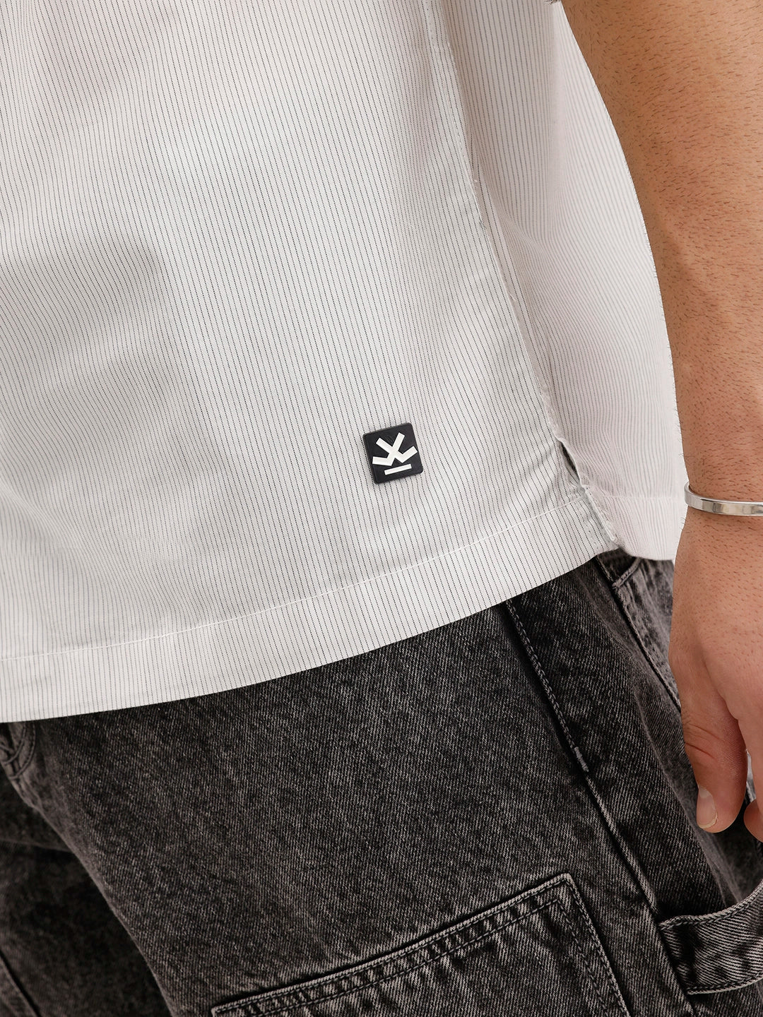 Oversized Striped Double Pocket Shirt | Off White