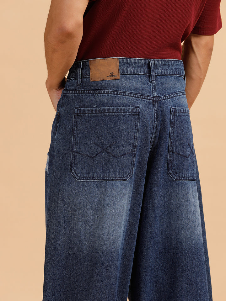 Heavy Fade Baggy Fit Jeans | Dark Blue