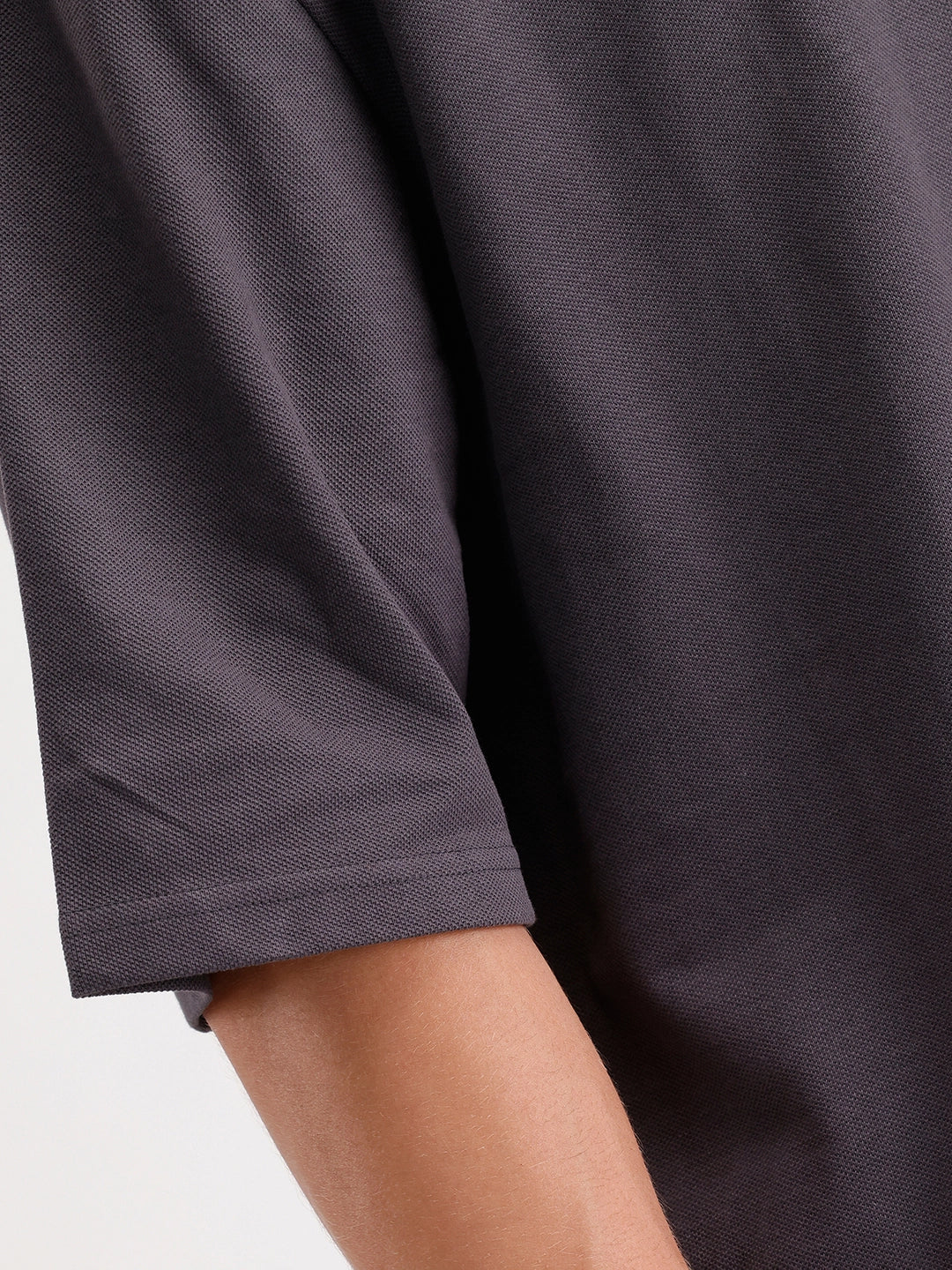 Solid Oversized Polo T-Shirt | Dark Grey
