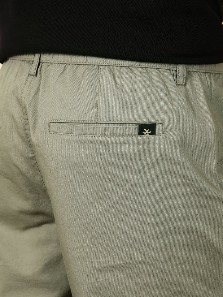 Loose Fit Linen Blend Trouser | Green