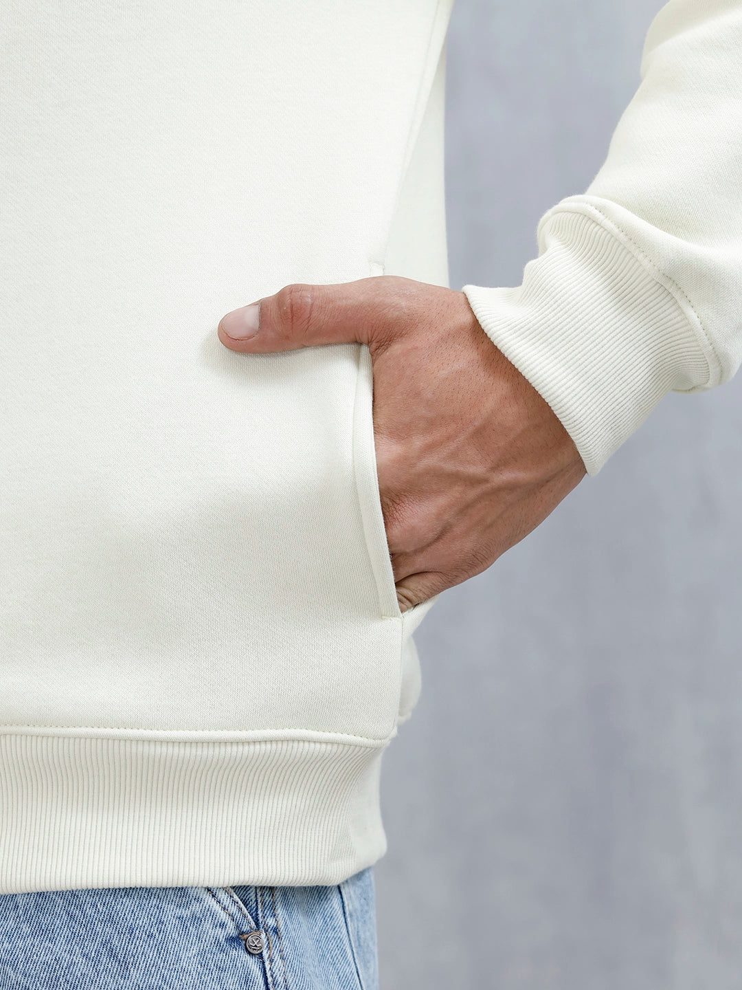 Men’S Solid Zip-Up Stand Collar Sweatshirt | Aloe Wash