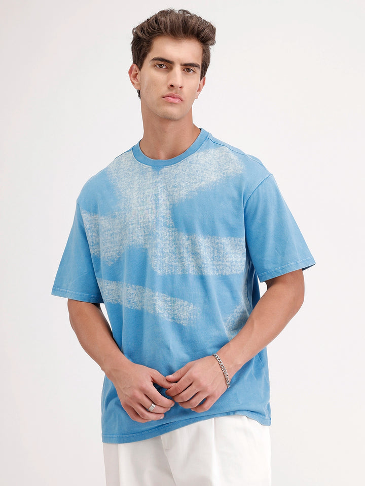 Oversized Placement Printed T-Shirt | Blue
