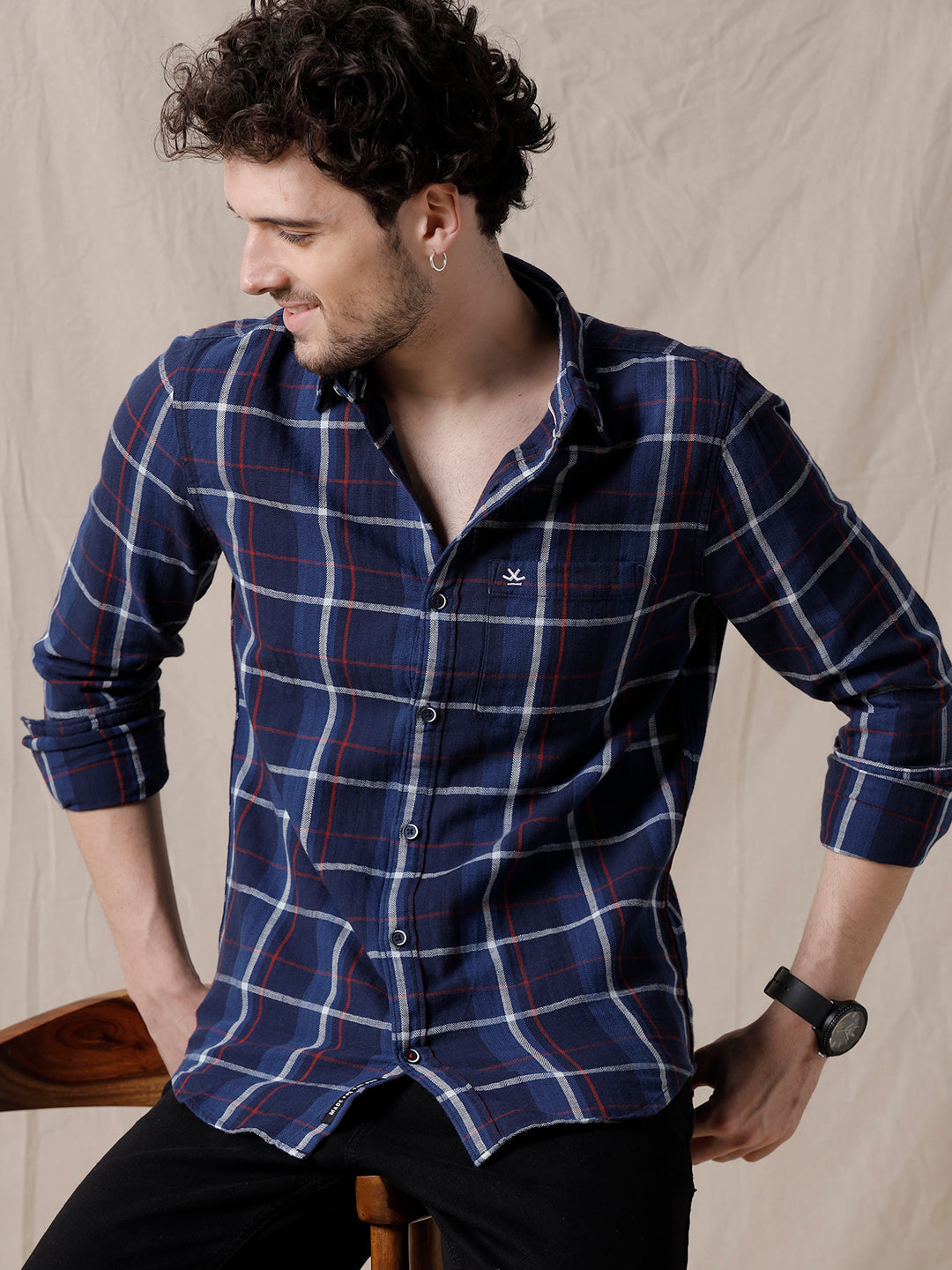 Checked Cotton Casual Shirt