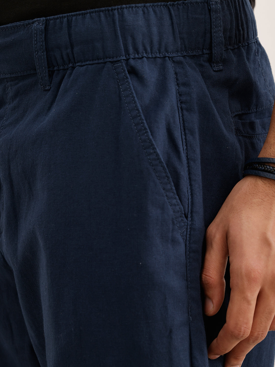 Classic Solid Loose Fit Trouser | Navy Blue