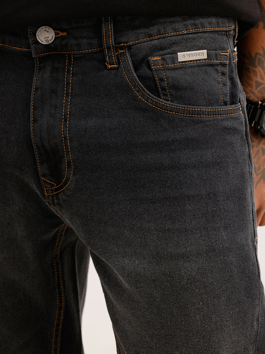 Faded Skinny Crop Denim Jeans | Black