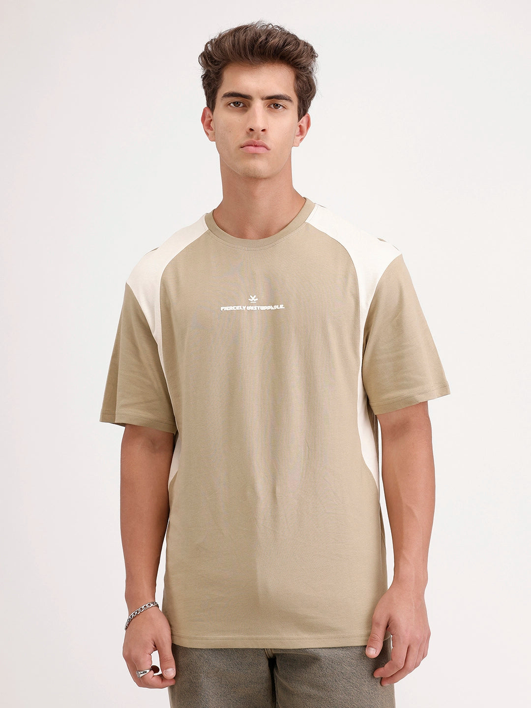 Oversized Cut & Sew T-Shirt | Khaki