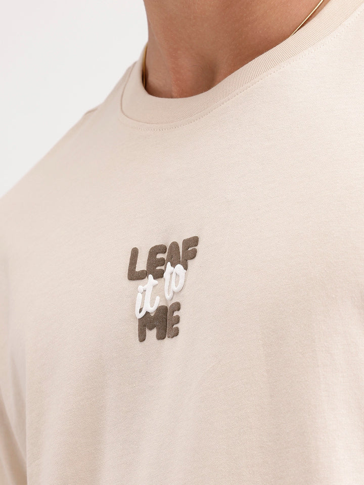 Oversized Puffer Back Printed T-Shirt | Beige