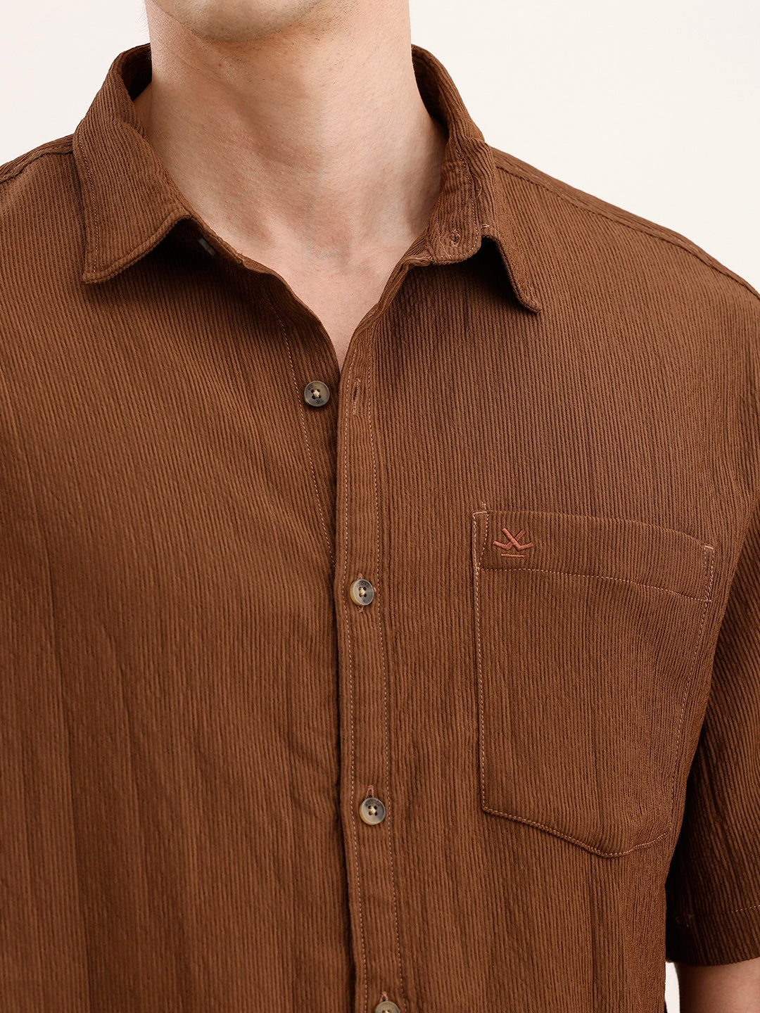Comfort Fit Textured Shirt | Dark Khaki