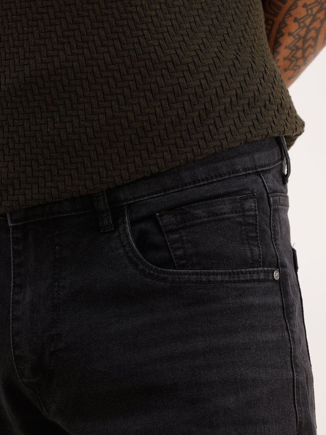 Washed Slim Fit Denim Jeans | Black