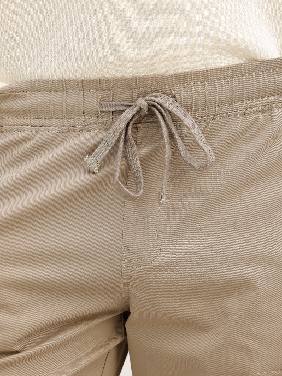 Solid Straight Fit Cargo Trouser | Beige