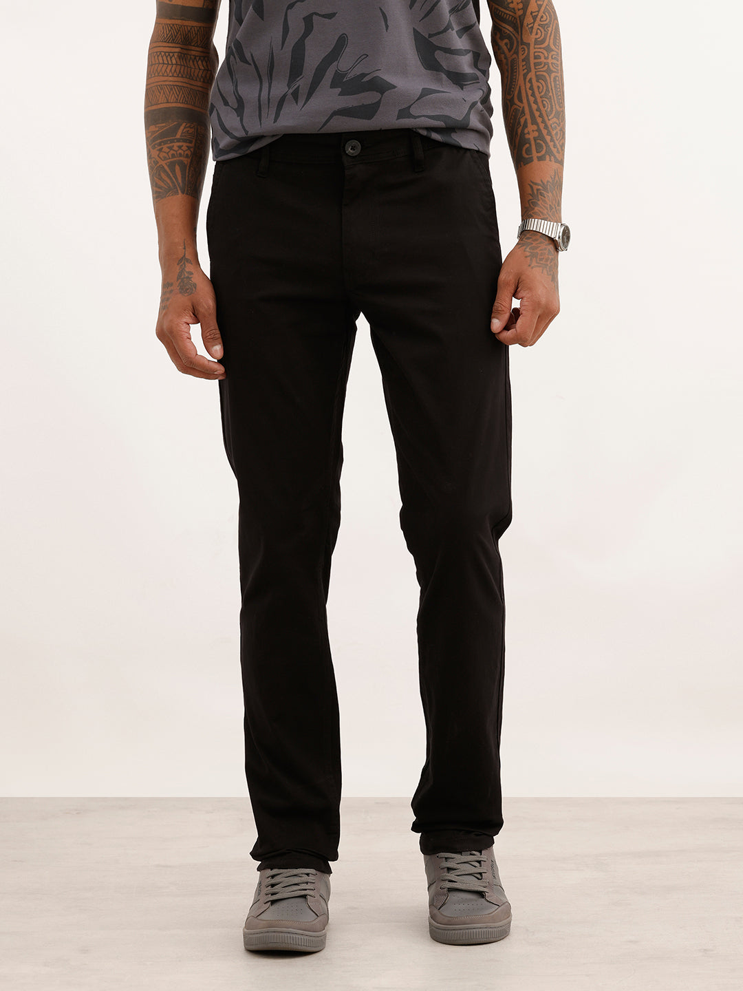 Solid Slim Fit Trouser | Black