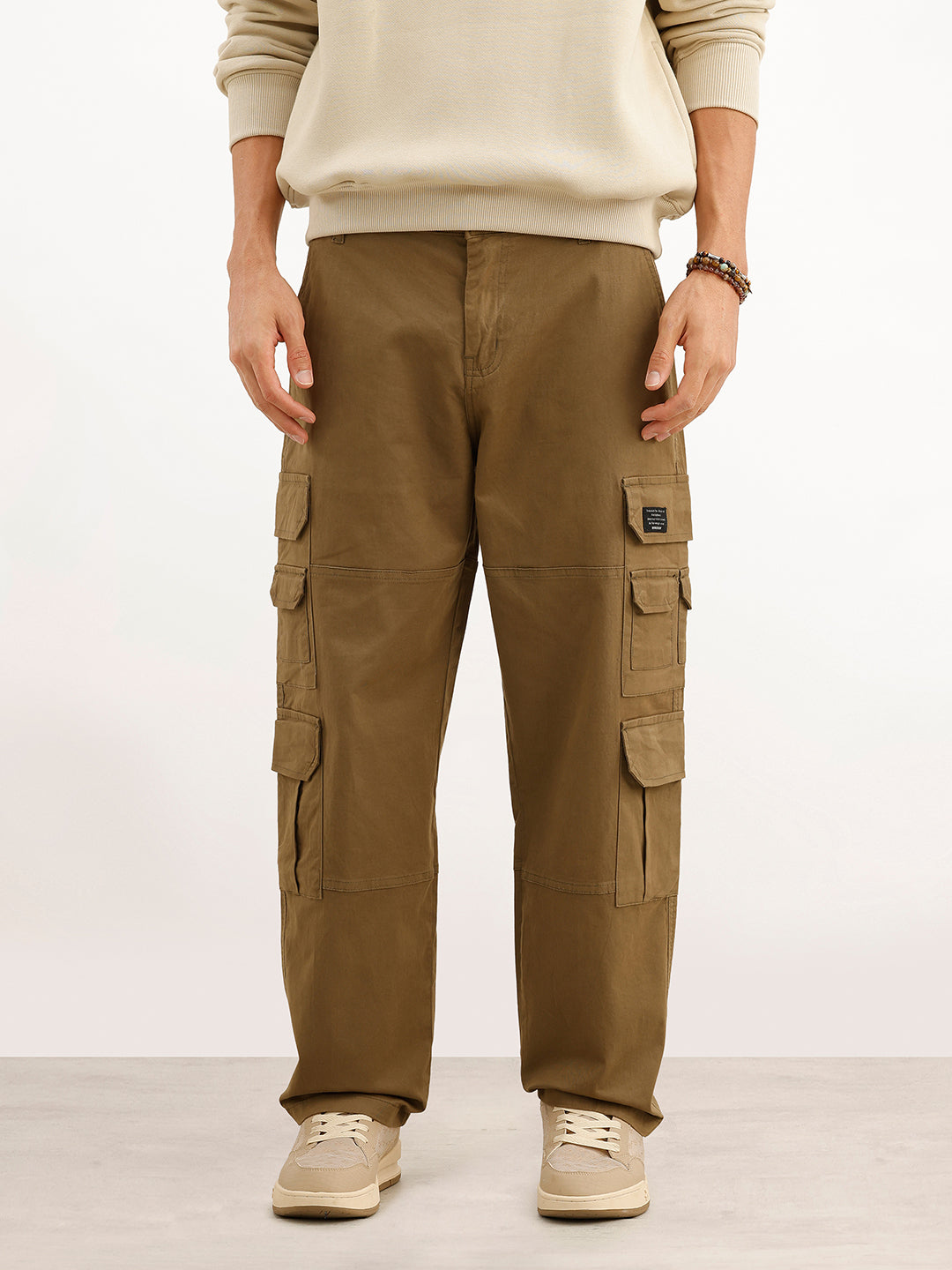 Solid Loose Fit Cargo Trouser | Olive | WTR0100LS5118W