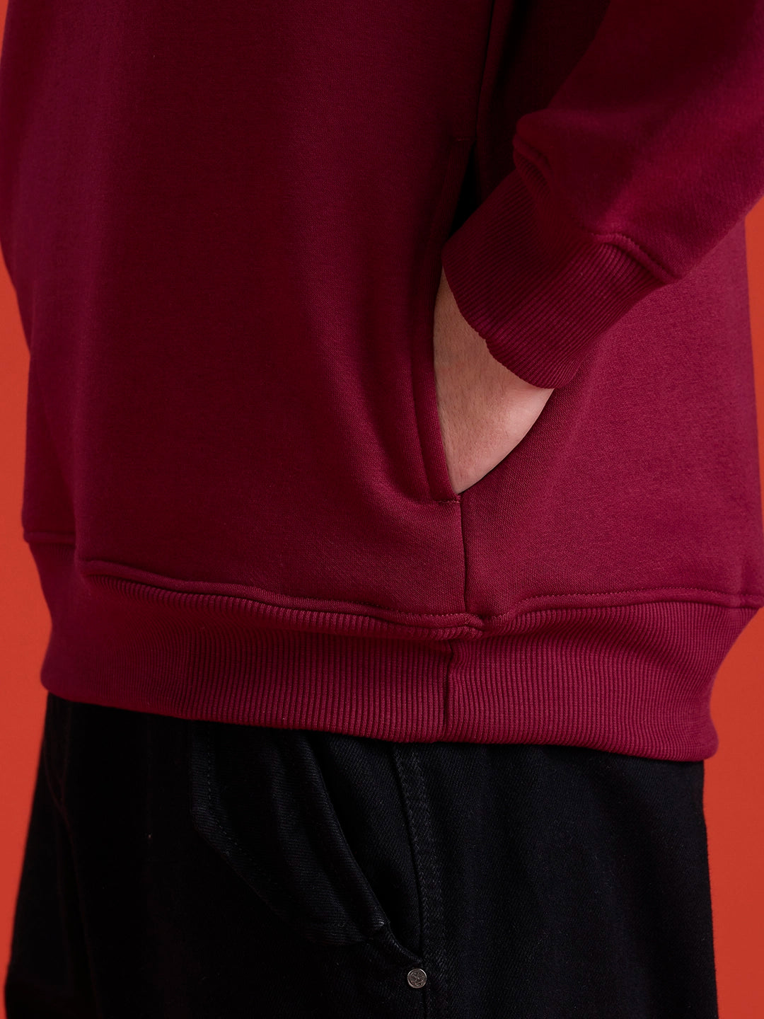 Wrogn Graphic Printed Comfort Fit Sweatshirt | Maroon