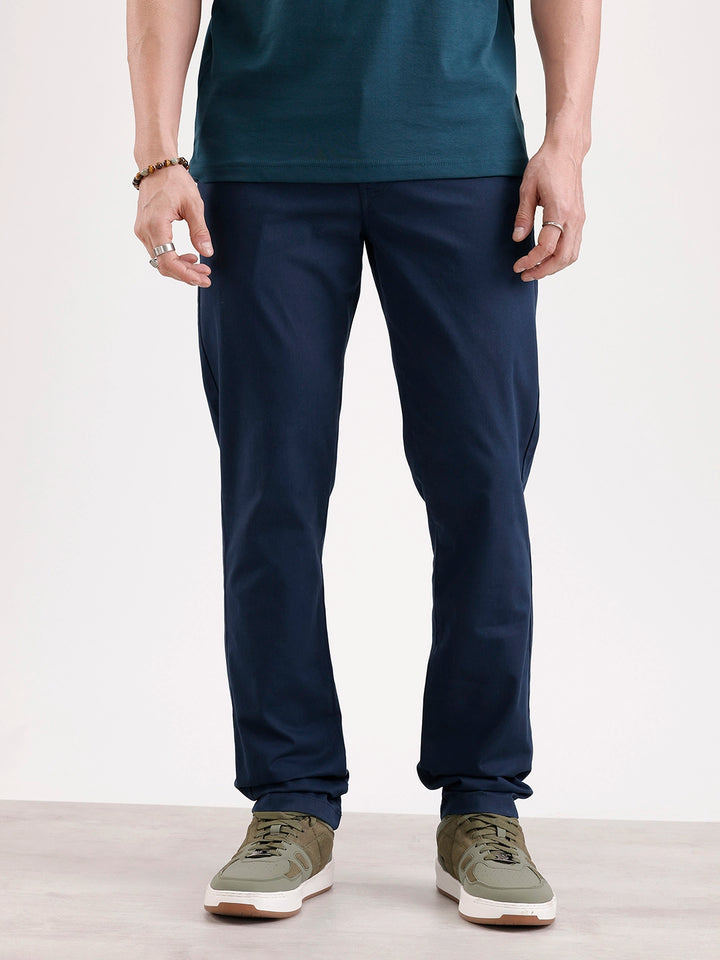 Solid Slim Fit Trouser  | Navy Blue