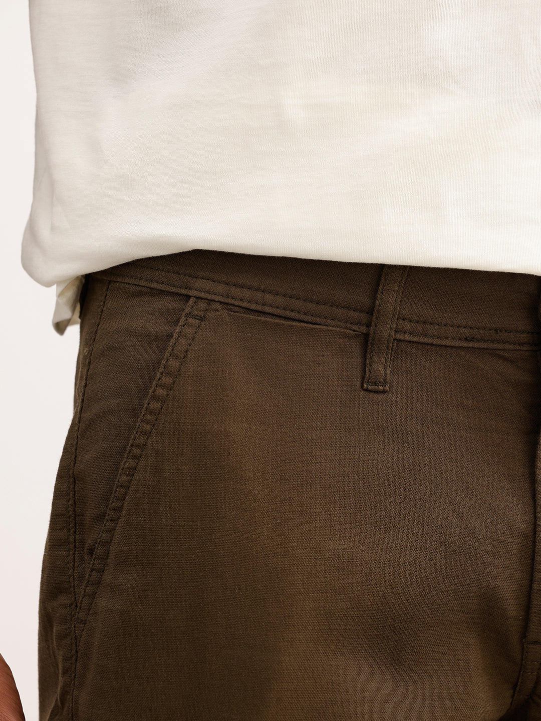 Solid Straight Fit Cotton Trousers | Olive