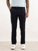 Solid Slim Fit Pleated Trouser | Navy Blue