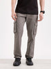 Solid Straight Fit Cargo Trouser   |  Grey