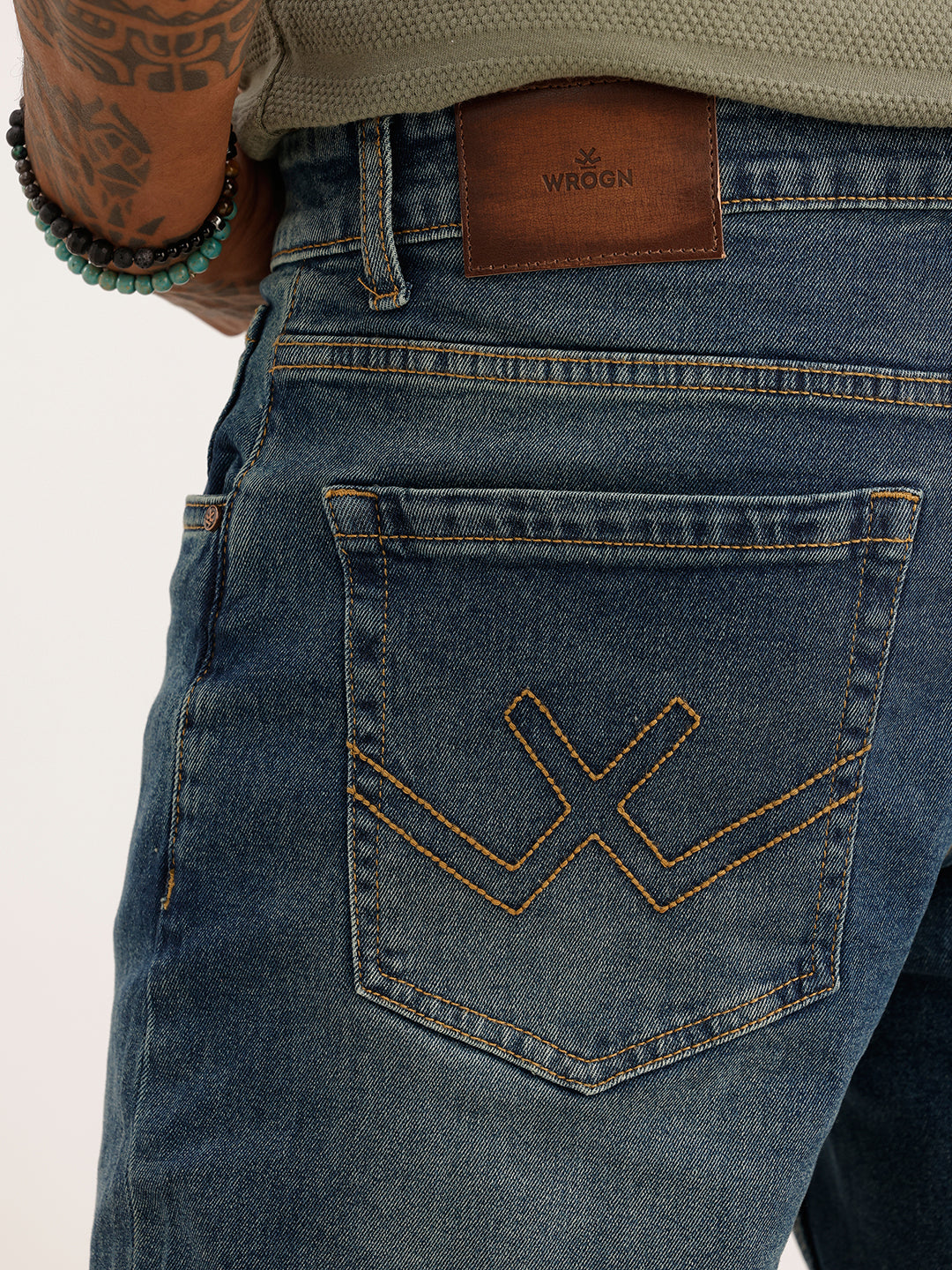 Faded Straight Fit Denim Jeans | Light Blue