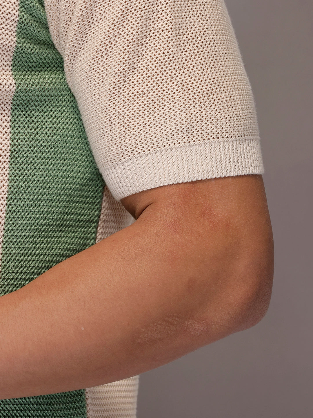 Retro Pastel Vertical Stripe Polo | Beige