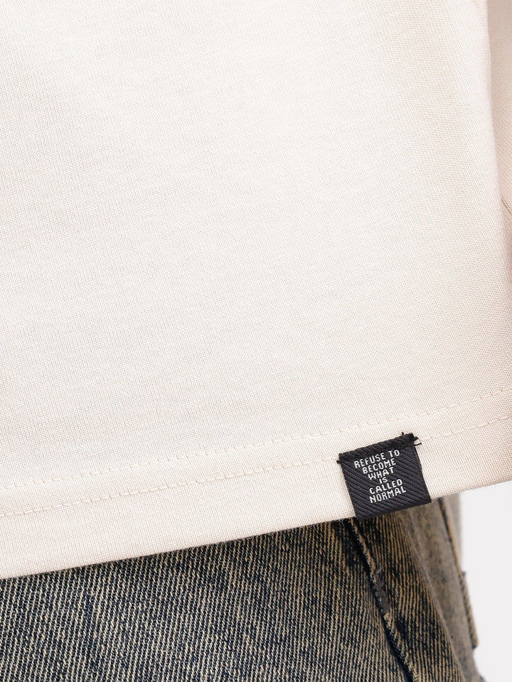Oversized Fit Back Printed T-Shirt | Beige