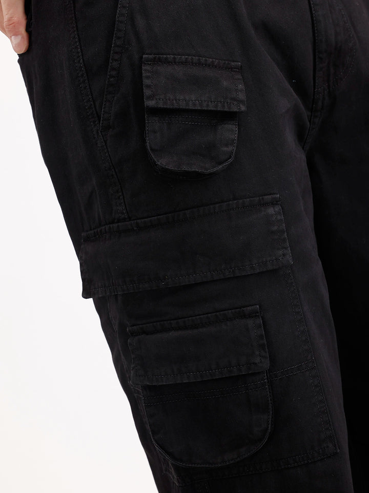 Loose Fit Cargo Trouser | Black