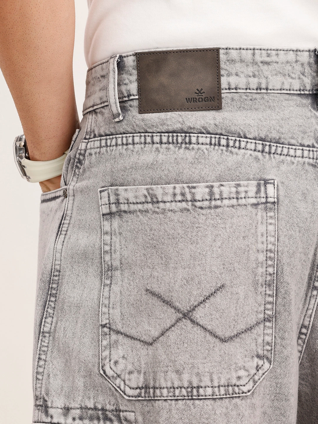Baggy Cargo Fit Denim Jeans | Grey