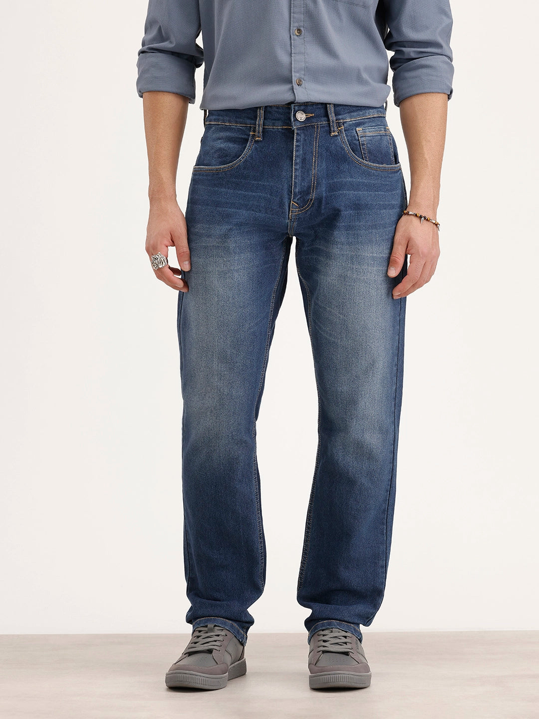 Faded Relaxed Fit Denim Jeans | Light Blue