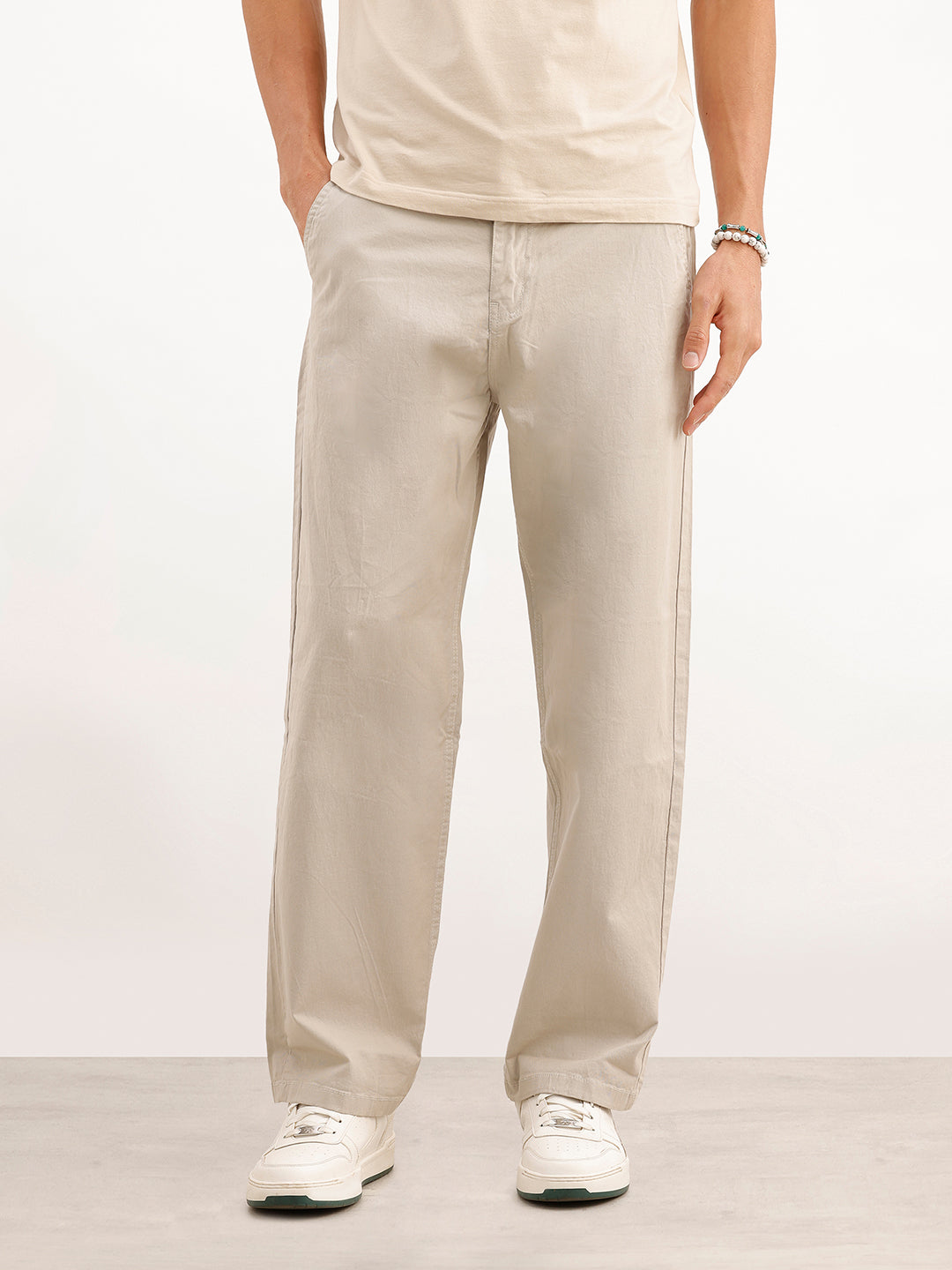 Solid Loose Fit Trouser | Off White | WTR0100LS5082W