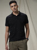 Printed Squares Black Polo T-Shirt