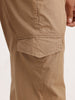 Solid Straight Fit Cargo Trousers | Khaki