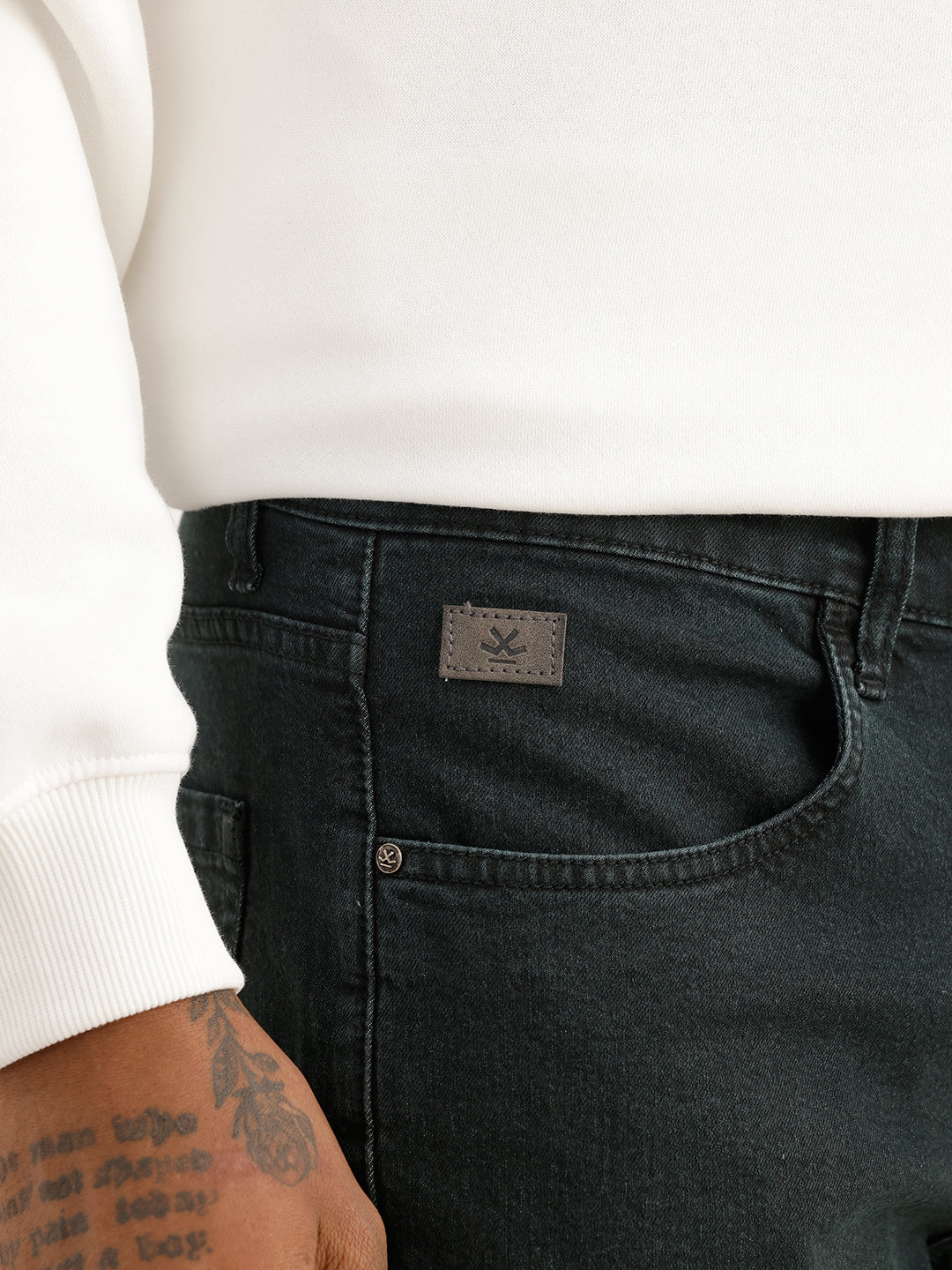 Solid Skinny Fit Denim Jeans | Dark Green