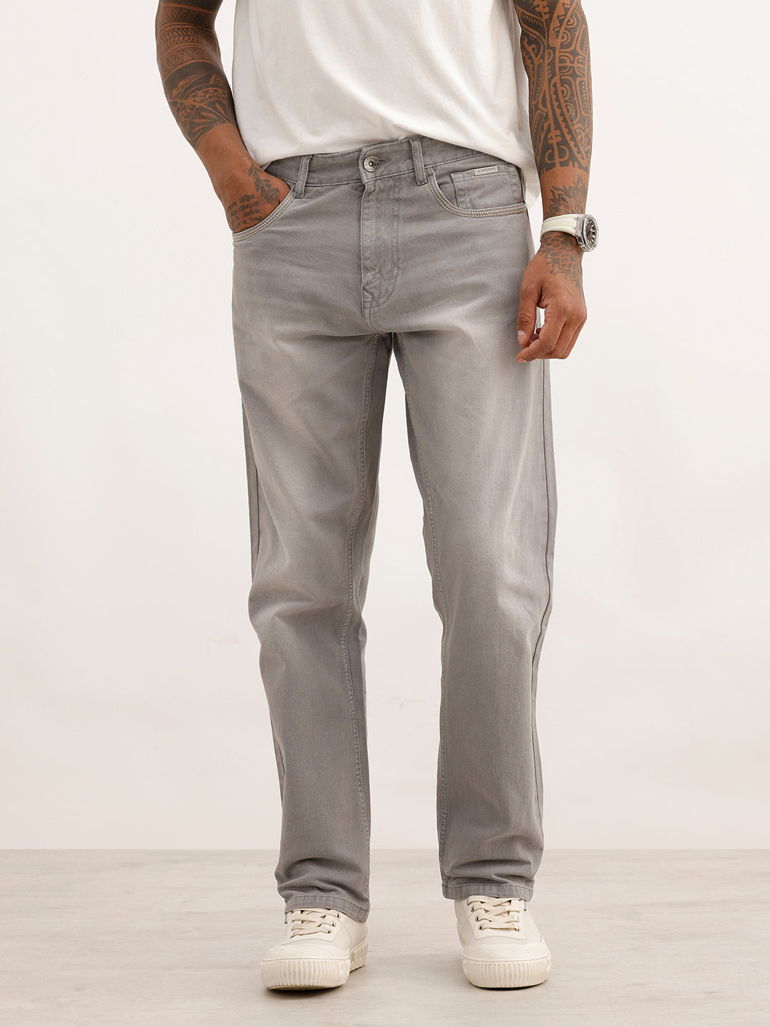Solid Anti Fit Denim Jeans | Grey