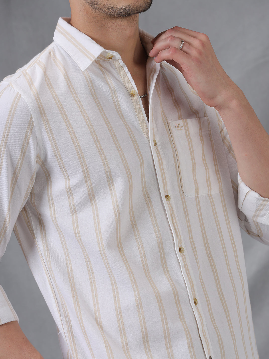White Narrow Striped Shirt