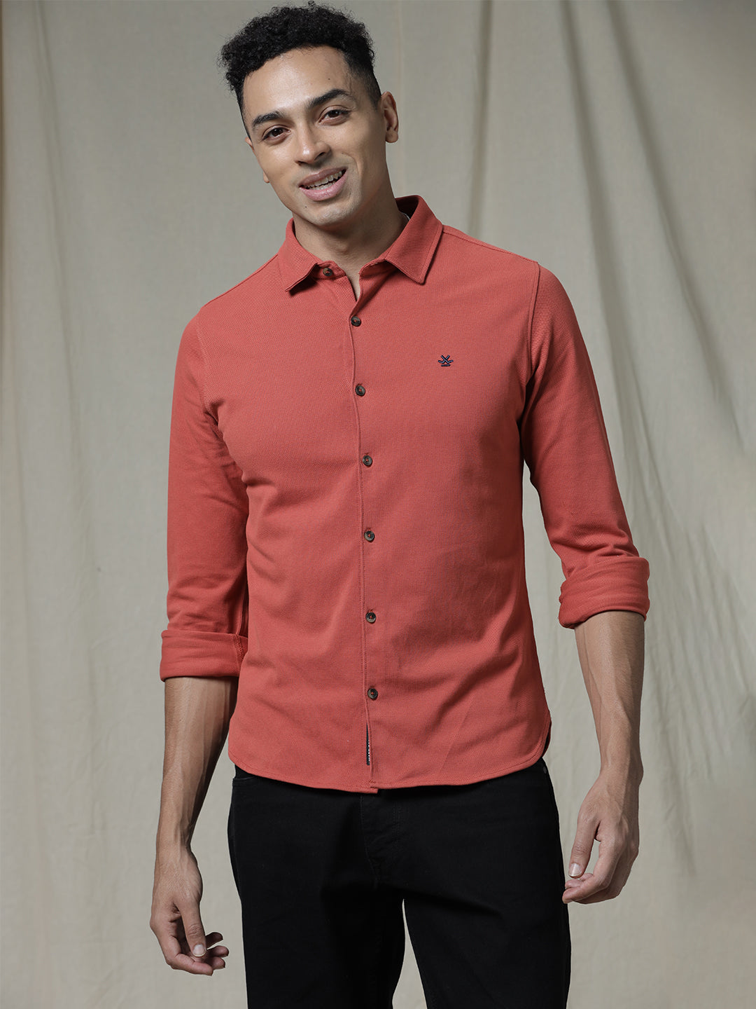 Solid Woven Rust Shirt