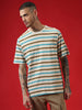 Beige Stripes Crew Neck T-Shirt