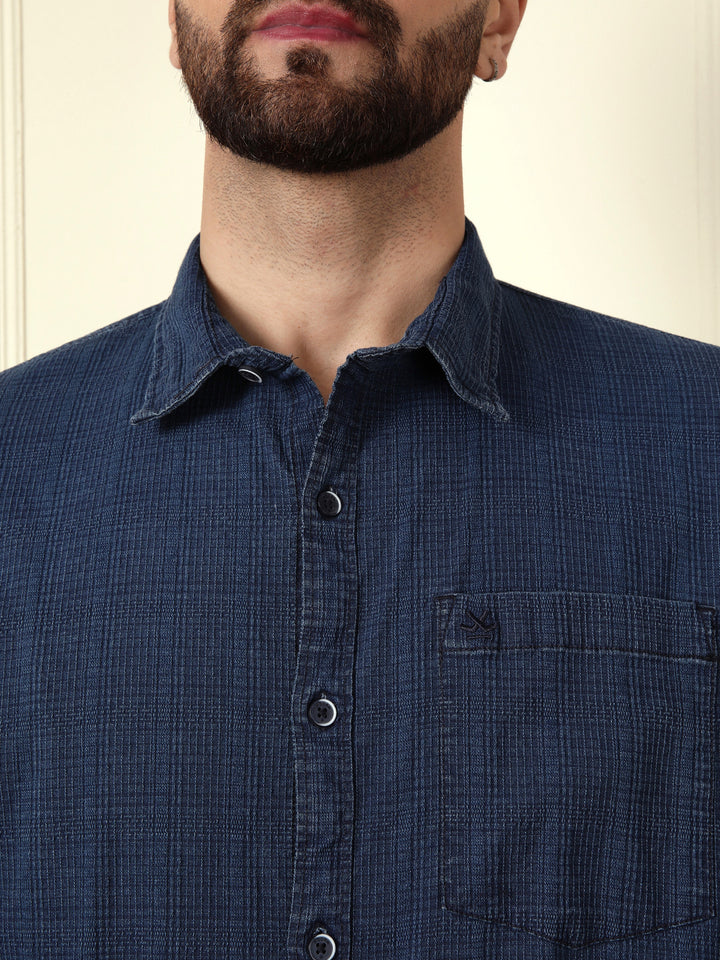 Washed Down Textured Shirt | Navy Blue