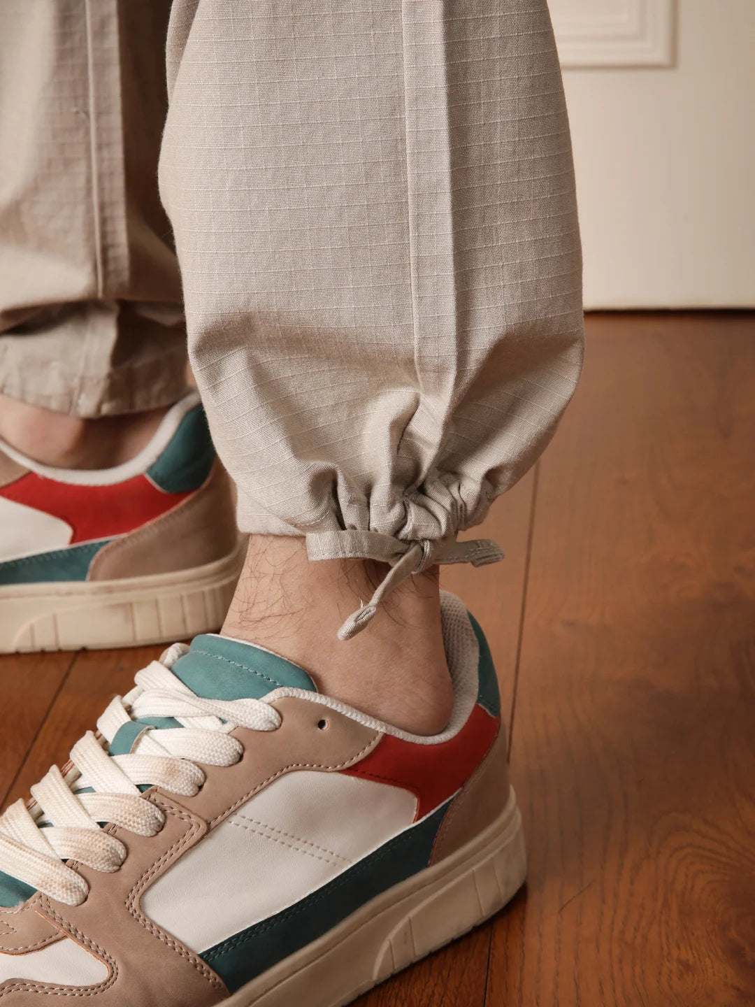 Solid Beige Parachute Pant
