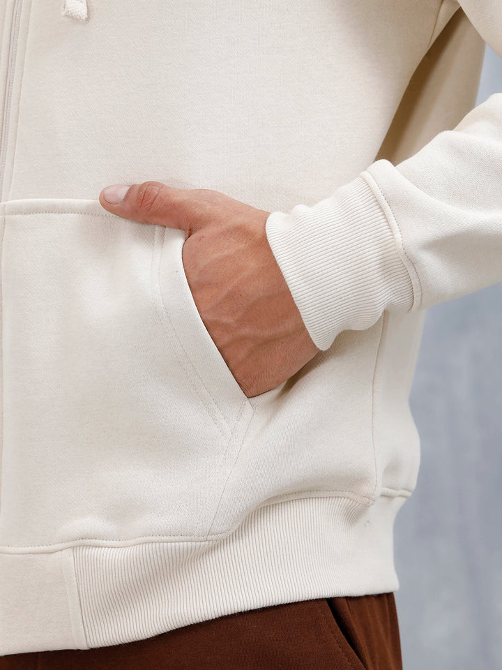 Men’s Solid Zip-Up Hoodie Sweatshirt | Tapioca