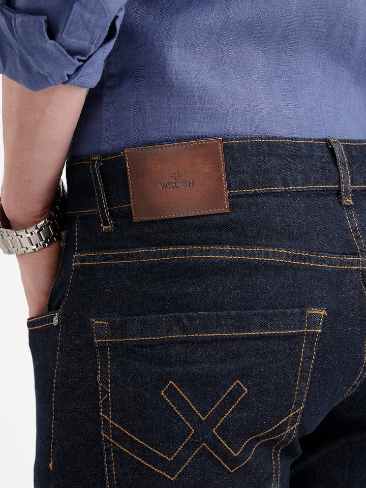 Solid Straight Fit Denim Jeans | Dark Blue