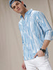 Abstract Stripes Blue AOP Shirt