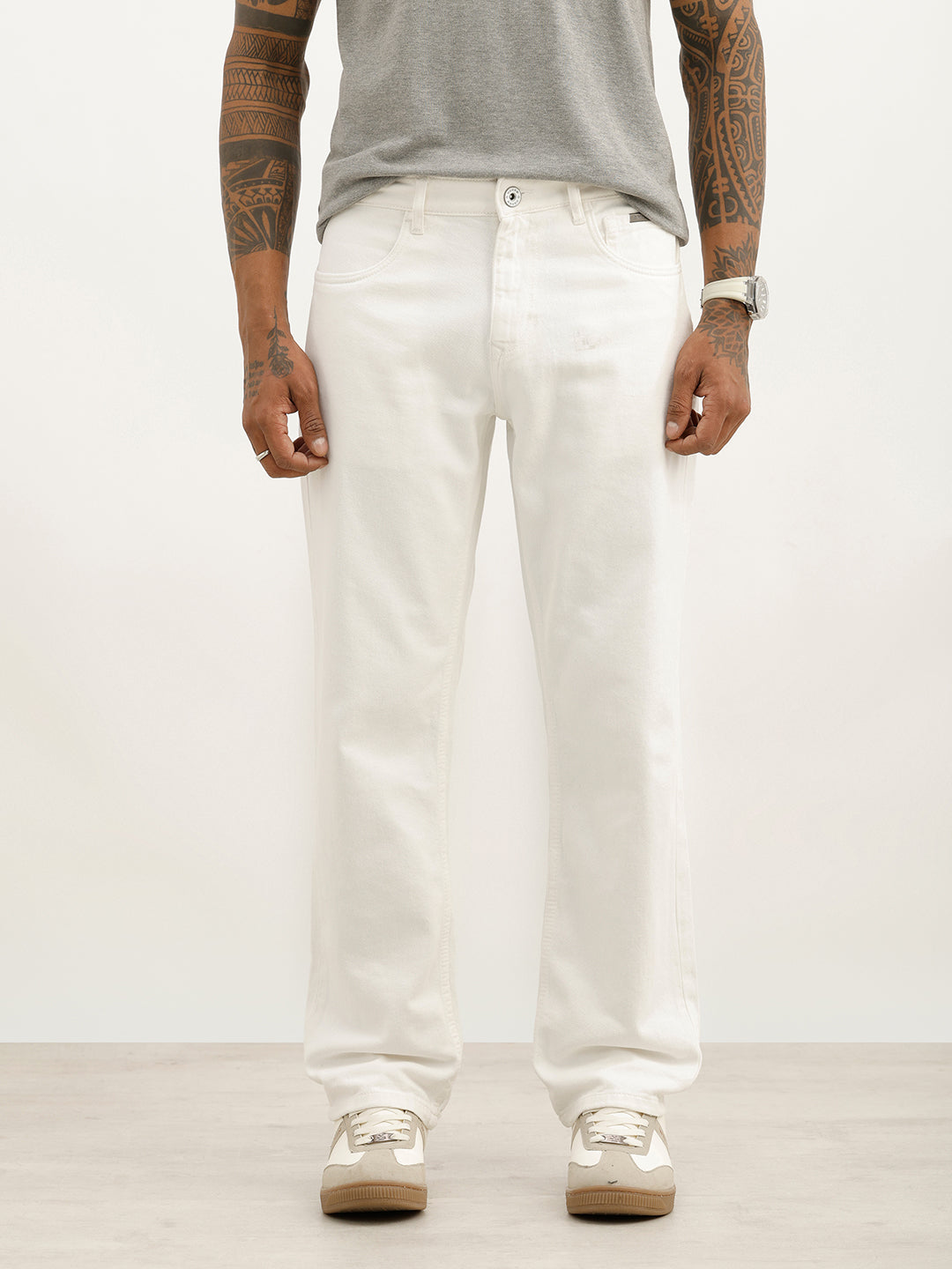 Solid Anti Fit Denim Jeans | White