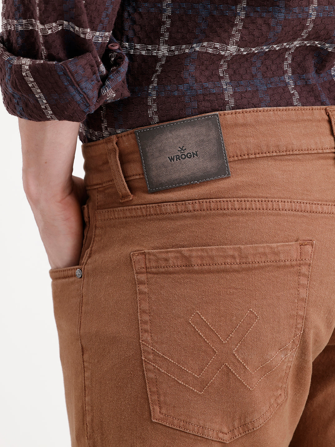 Solid Slim Fit Denim Jeans   |  Brown