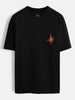 Puff print chest motif oversized tshirt | Black