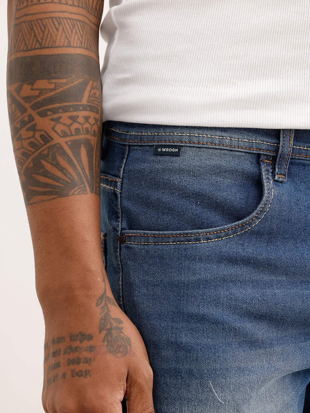 Faded Straight Fit Denim Jeans | Blue