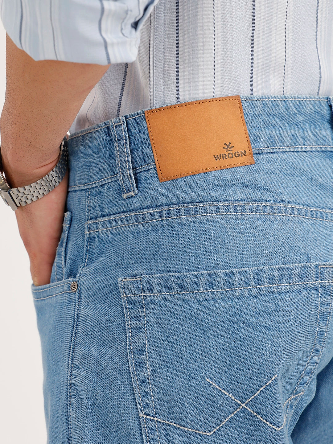 Solid Loose Fit Denim Jeans | Light Blue