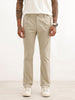 Solid Slim Fit Pleated Trouser | Beige