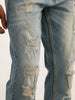 Faded Anti Fit Distressed Denim Jeans | Light Blue